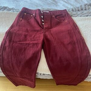 SET X PARKE HORSESHOE STRAIGHT LEG JEAN - RHUBARB